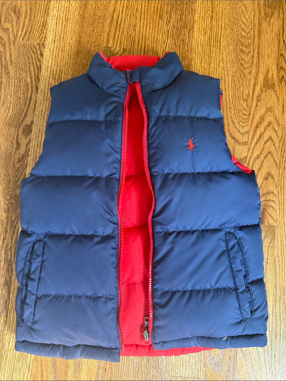 Ralph Lauren Reversible Navy & Red Puffer Vest for Kids 7